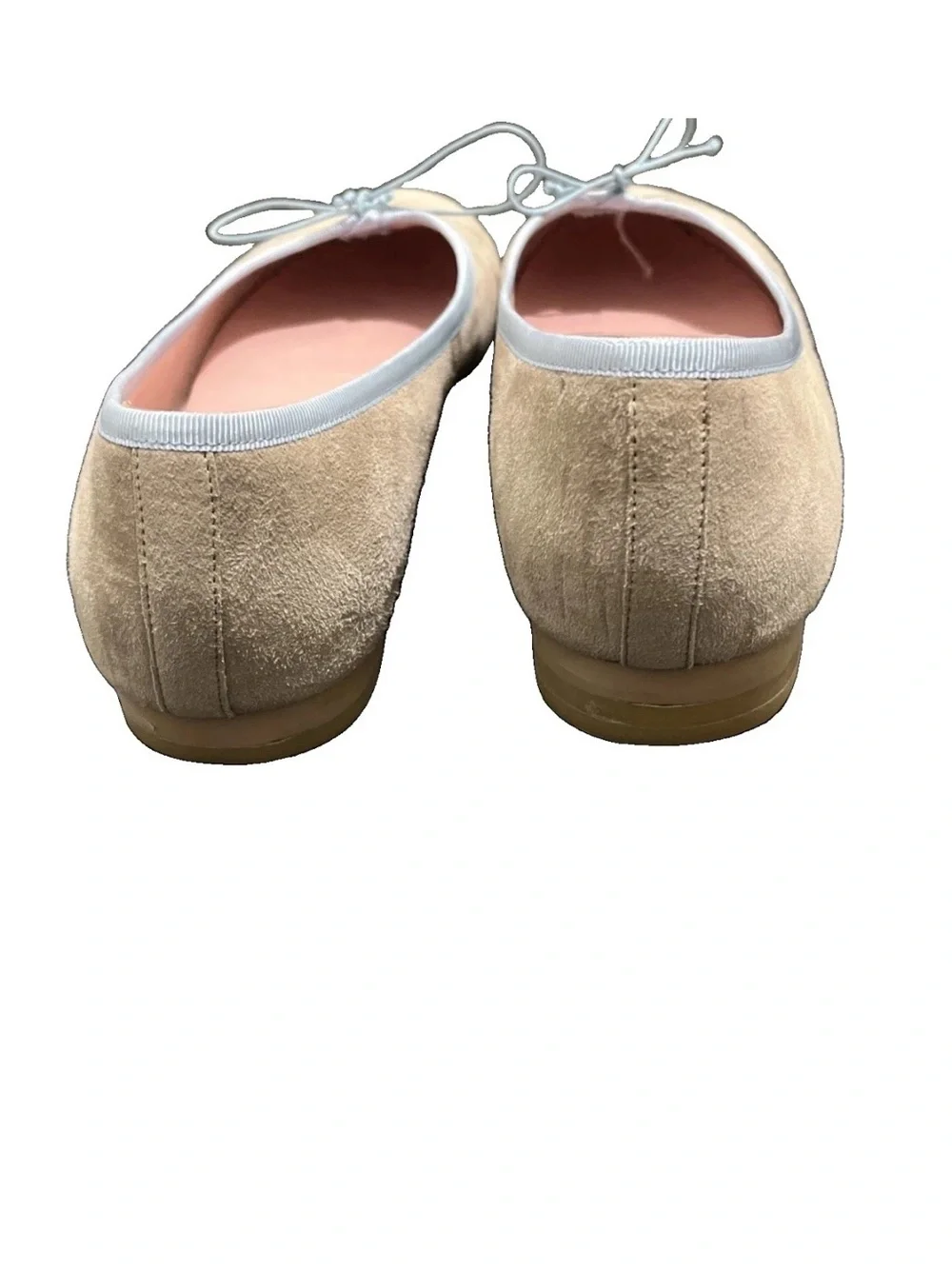 Pretty Ballerinas Beige Suede Flats with Light Blue Trim Sz 39 us 8